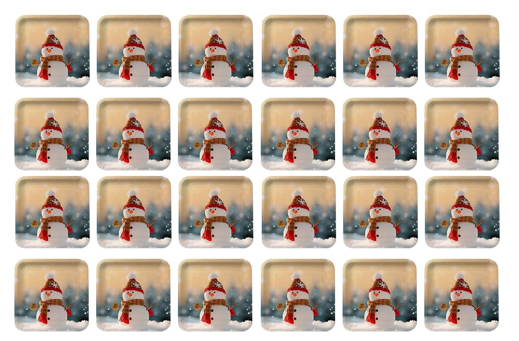 Party plates in distinctive shapes for Christmas, SNOWMAN size (24x24), pack of 24 pieces