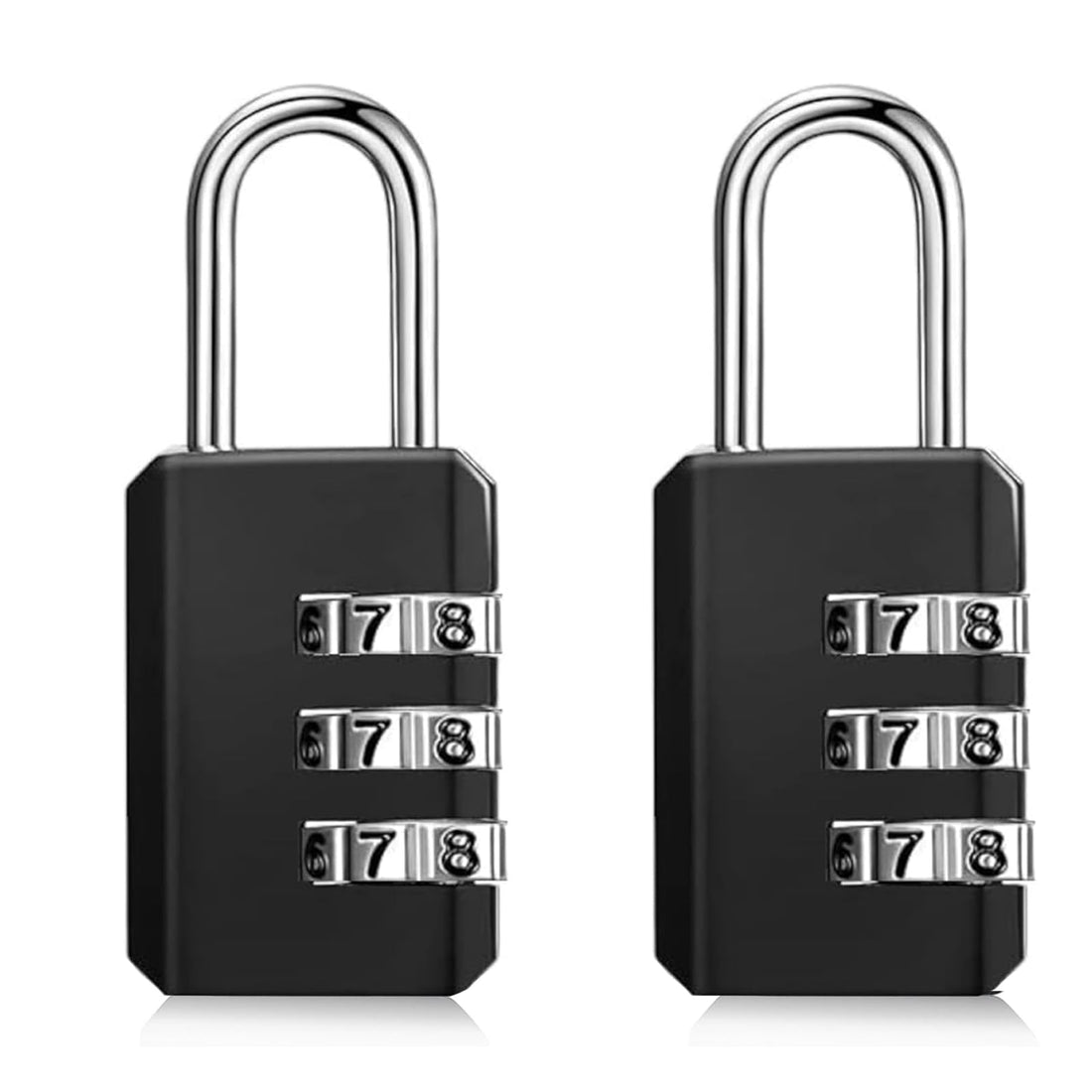 ToolHouse 2 Piece Combination Lock, 3 Digit Resettable, Heavy Duty Security Padlock, Weatherproof & Anti-Shackle Design for Locker, Gym, School, Travel, Backpack, and Storage(Black)