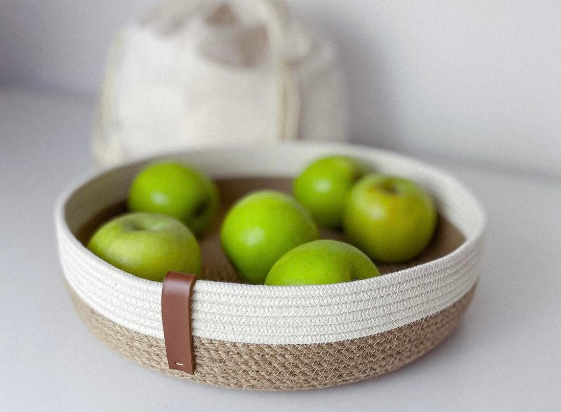 Woven It -Woven Jute Decorative Plate with White Rim, 23 cm x 6 cm can be used in Kitchen, toilet, living room, dining room, kids room, bed room, indoor & outdoor.