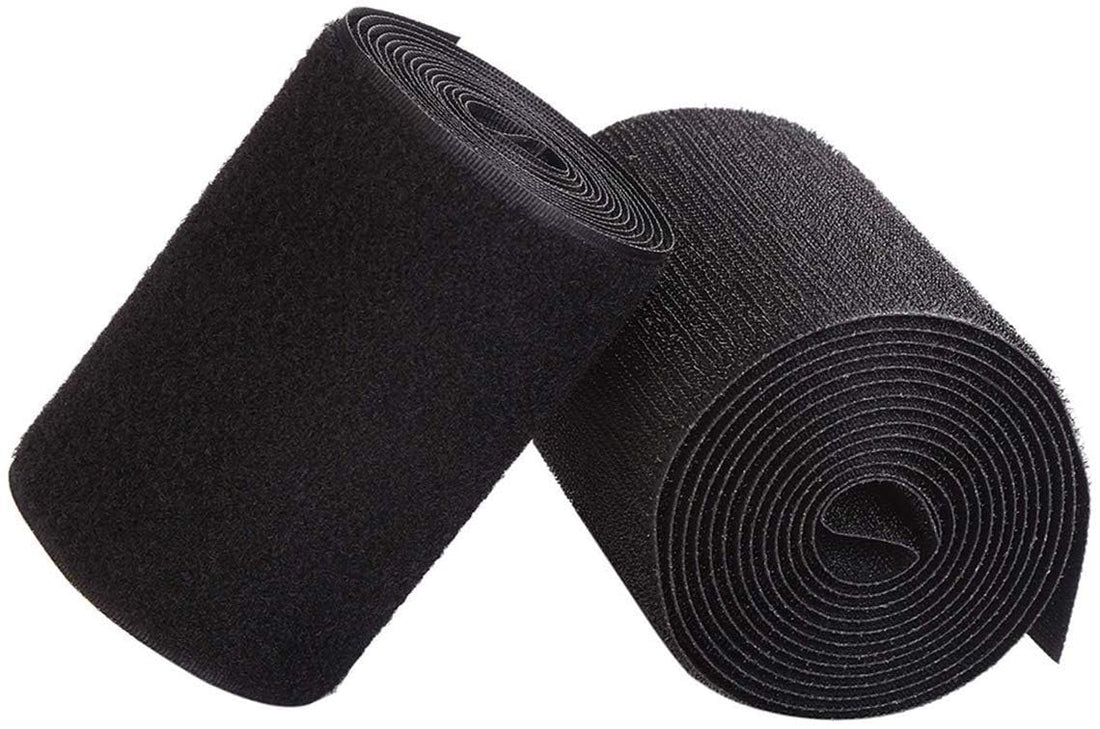 Hook tape for sewing, sewing tapes (not adhesive), 10 cm x 3 m roll, black (Hook & Loop)