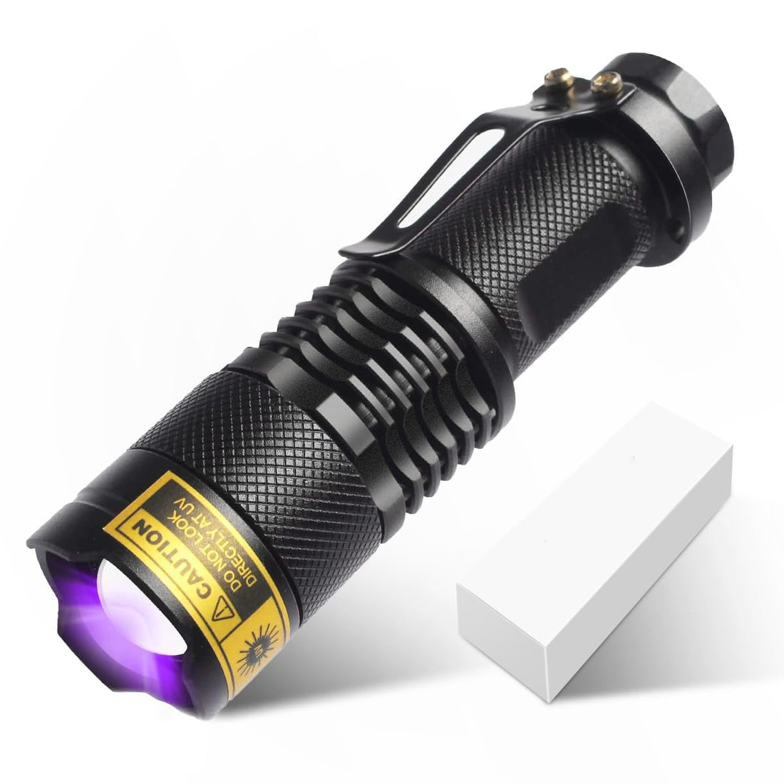 Light Ultraviolet LED Flashlight Blacklight Portable Flashlight 395nm LED Black Light Mini Flashlights Detector Zoomable with Clip SK68(AA Batteries Not Included)