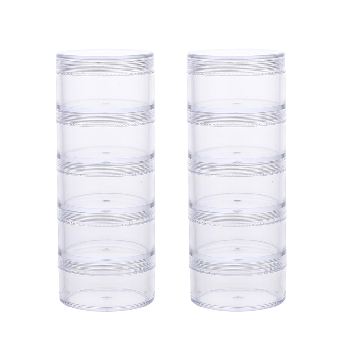 2 Sets Stackable Bead Storage Box Round Bead Storage Containers Clear 5 Layer Plastic Art Craft Accessory Organizer Box for Diamond Drills Seed Beads Buttons Nail Art Glitters