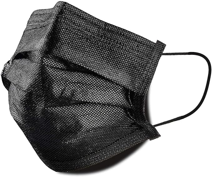 Reusable Black Fabric Face Cover – Breathable and Adjustable Design for Daily Wear, Work, and Outdoor Activities, Washable and Comfortable, 50 Pieces per Box