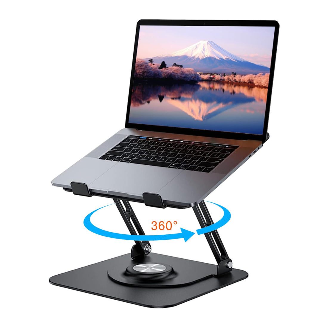 Laptop Stand with 360° Rotating Base, Height-Adjustable Laptop Stand, Ergonomic Notebook Stand, Ventilated Laptop Holder, Compatible with 10-17 Inch MacBook Pro/Air, Dell, Lenovo, Acer, Huawei