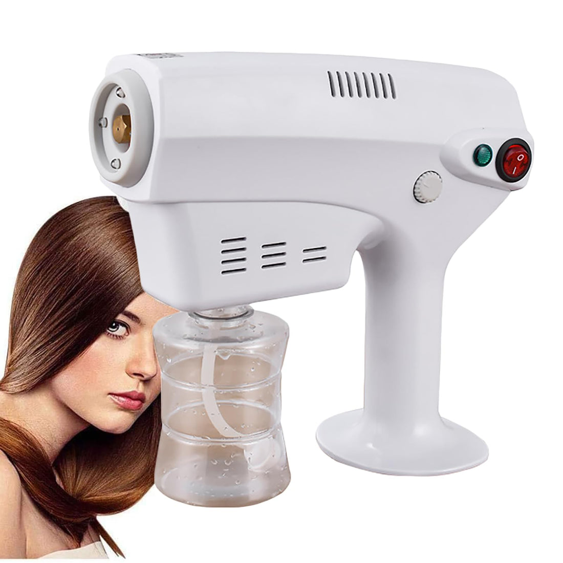ERICAT Portable Hair Nano Steamer, Nano Spray Steamer with 260ml Liquid Container, 0.26 nm Vapor Fog Molecules, Adjustable Intensity and Detachable Nozzle, For Home, Office, Hotel, Hospital