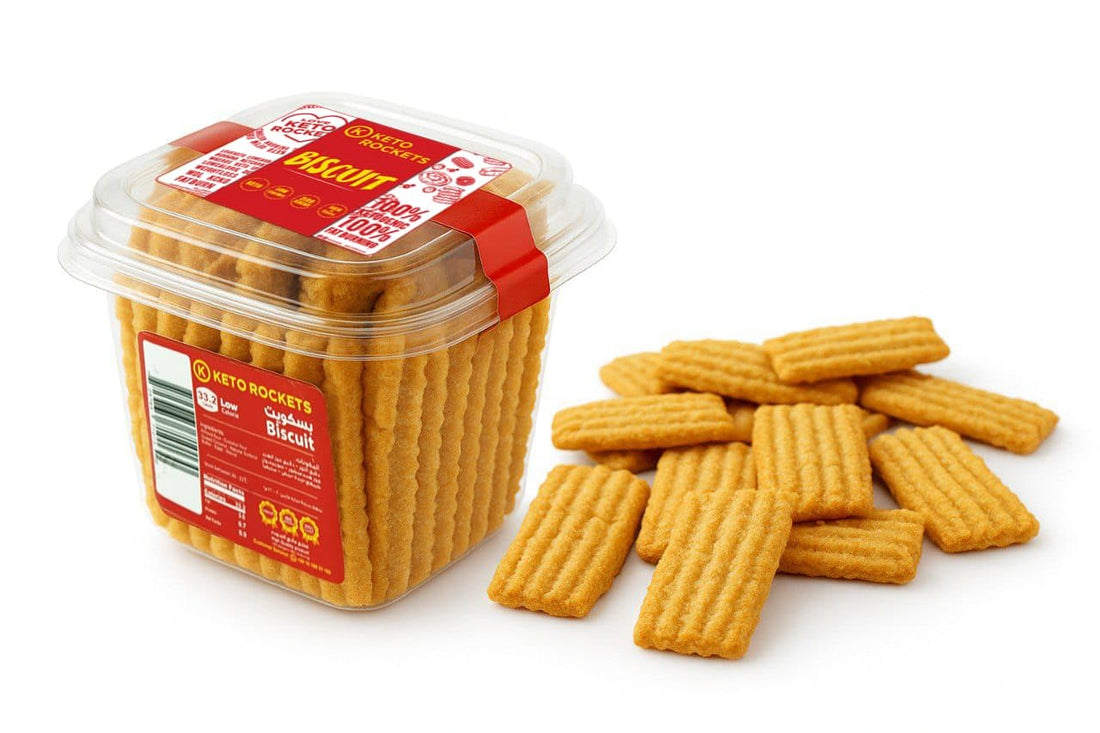 K Keto Rockets Fresh Plain Tea Biscuits - Diet - Healthy - Sugar Free Sweetened with Natural Stevia - Free of Preservatives - Gluten Free (9 Pieces)
