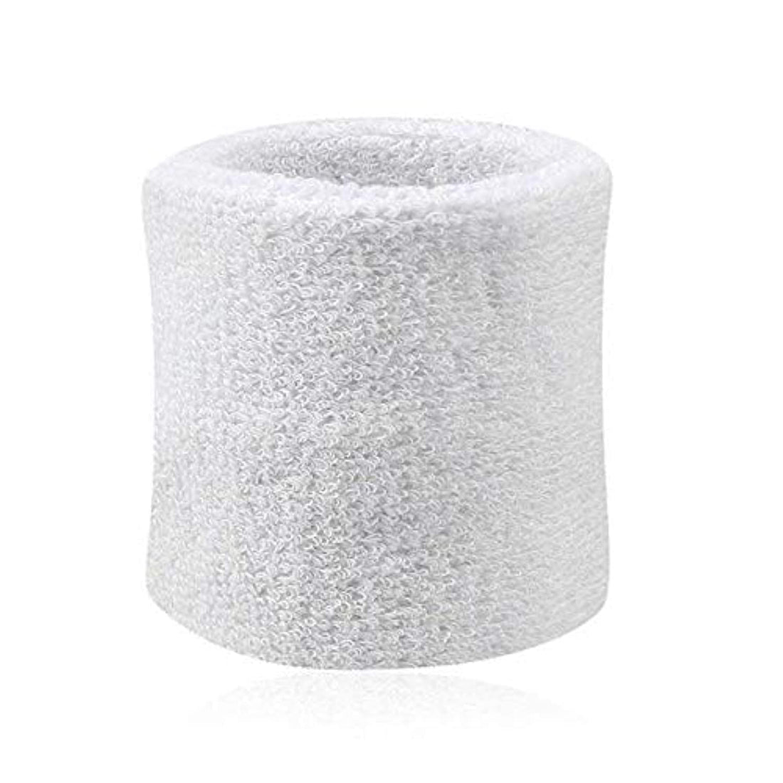 Men and Women Sport Wrist Cotton Sweat Wristband (White) 1 Pieces