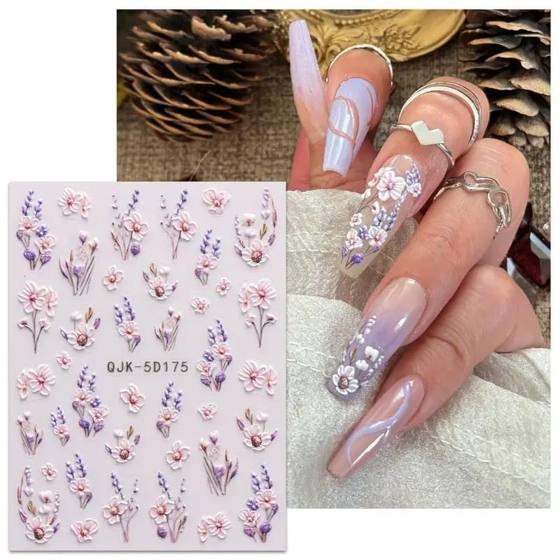 Modern 5D Nail Sticker - 3D Nail Art Design - Attractive Look in Minutes - High Quality Sticker Compatible with Nail Polish & Gel (a)