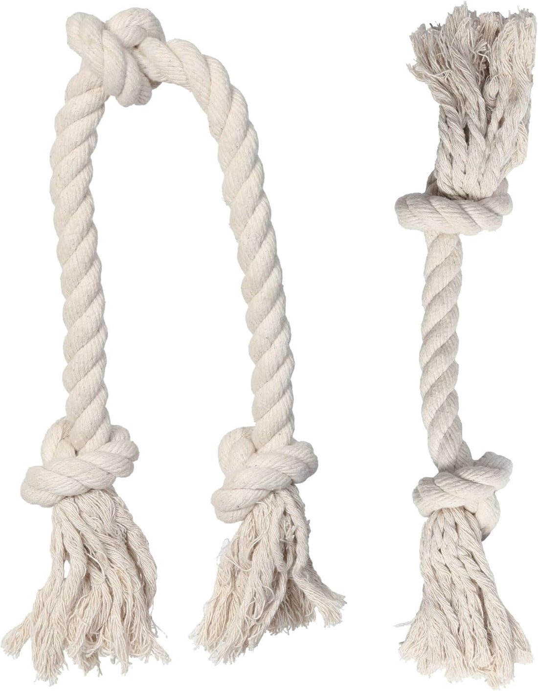 MesuBari Durable Dog Rope Toys Set of 2 Heavy Duty Cotton Rope Chew Toys for Aggressive Chewers, Puppy Teething, Interactive Play, Large Breeds, Tough Dogs - Natural, Non-Toxic, Long Lasting