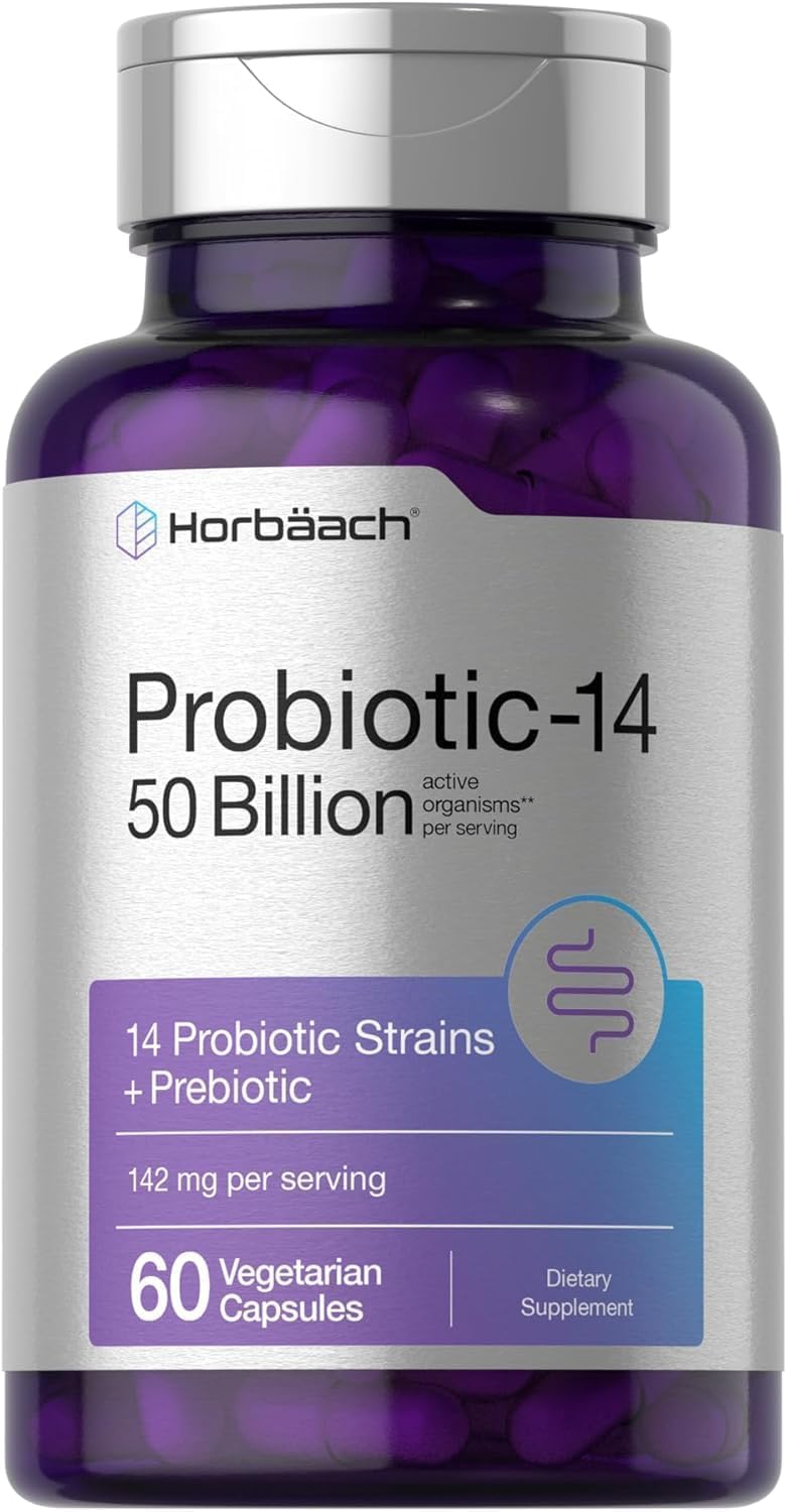 Advanced Probiotic Complex | 14 Strains | 50 Billion CFU | 60 Veg Capsules | 30 Serving | Digestive & Immune Balance