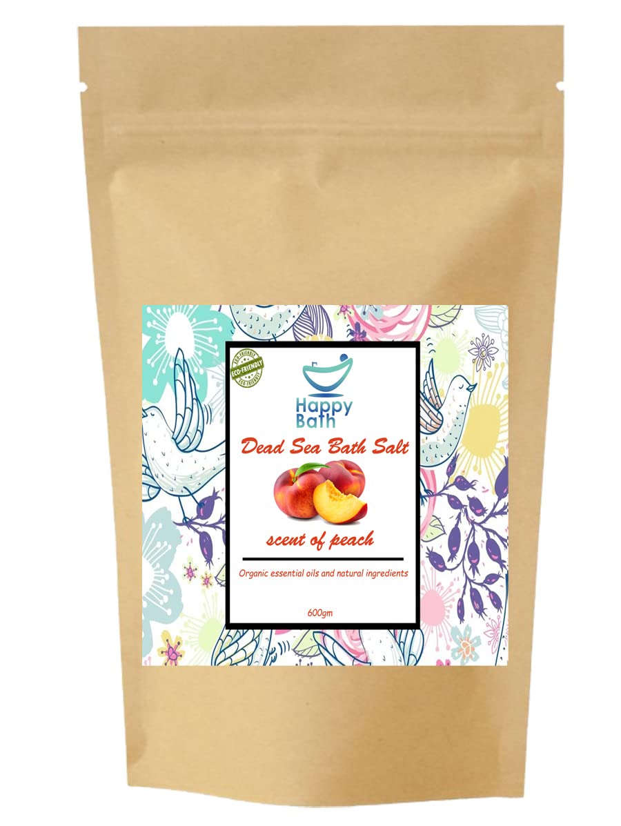 100% Natural Dead Sea Salts for Soaking, Relaxation, and Detoxification of Skin, 600 gm, scent of Peach