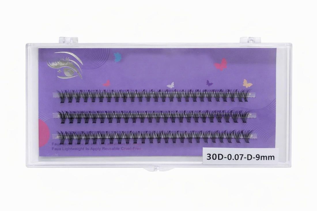 Natural Short Lash Clusters 60pcs, Individual Eyelash Extensions 9mm 30D Curl, Soft Dense Cluster Lashes with Thin Band for Defined Yet Natural Look