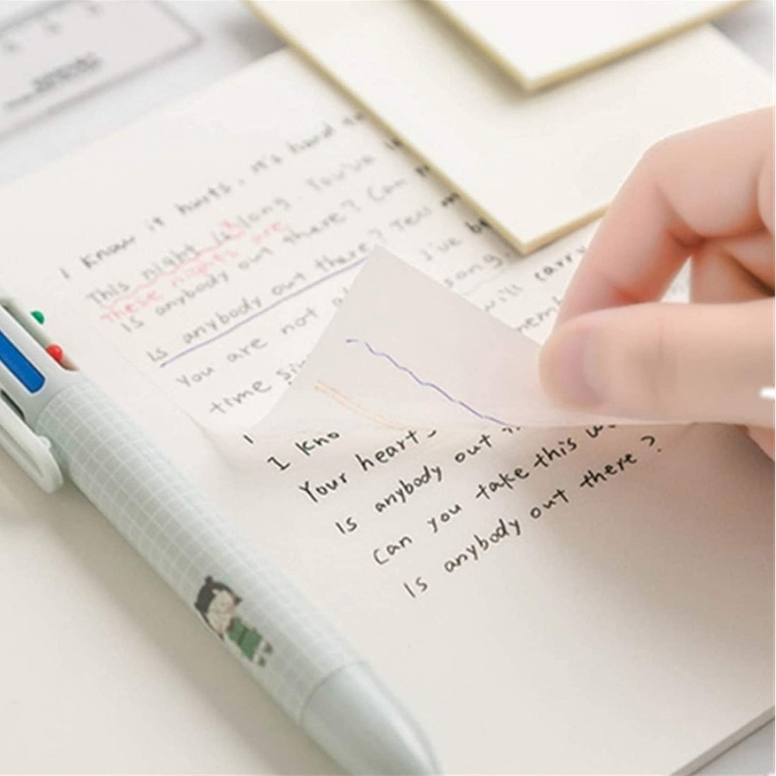 100Pcs Waterproof Translucent Self-Adhesive Sticky Memo Message Reminder Notes Tabs Pads, Transparent Sticky Notes Self-Stick Note Pads The Two Most commonly Used Sizes Apply to Office, School