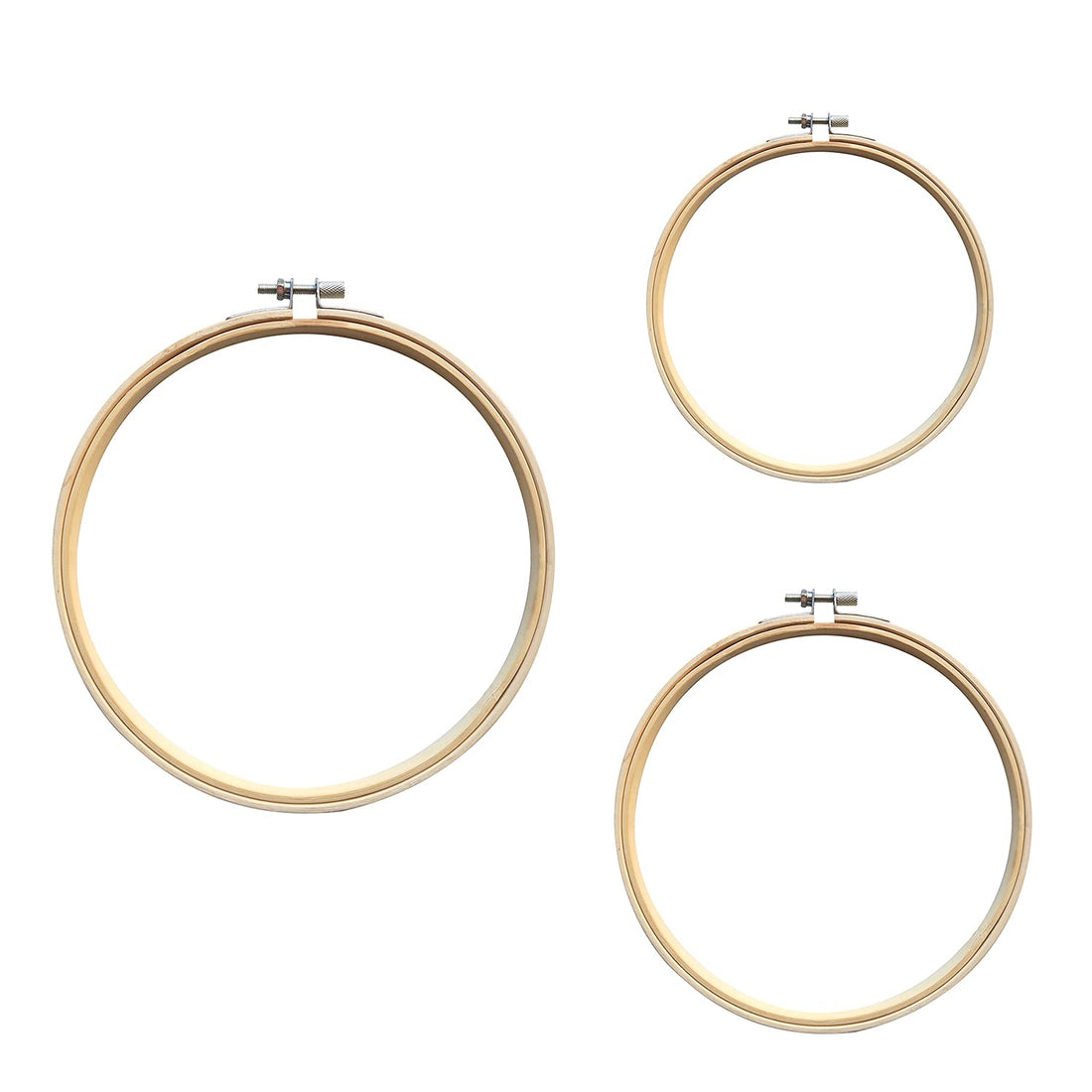 3 Pieces 3 Sizes Embroidery Hoops 5 inch to 7 inch Bamboo Circle Cross Stitch Hoop Rings for Craft Sewing and Ornaments