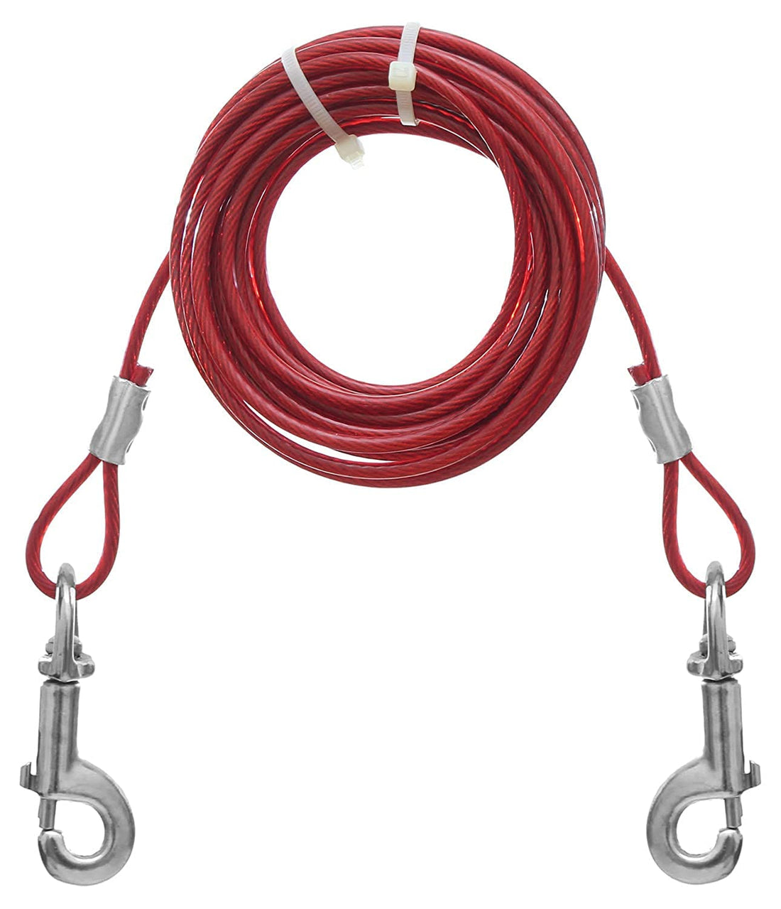 Tie -out leash cable for dogs, red