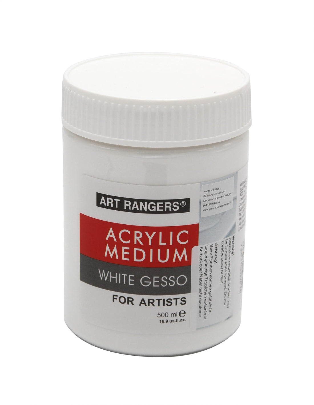 Art Rangers® White Gesso Acrylic Medium for Artists, Canvas and Oil Primer, Water Based, Non-Toxic, 500ml