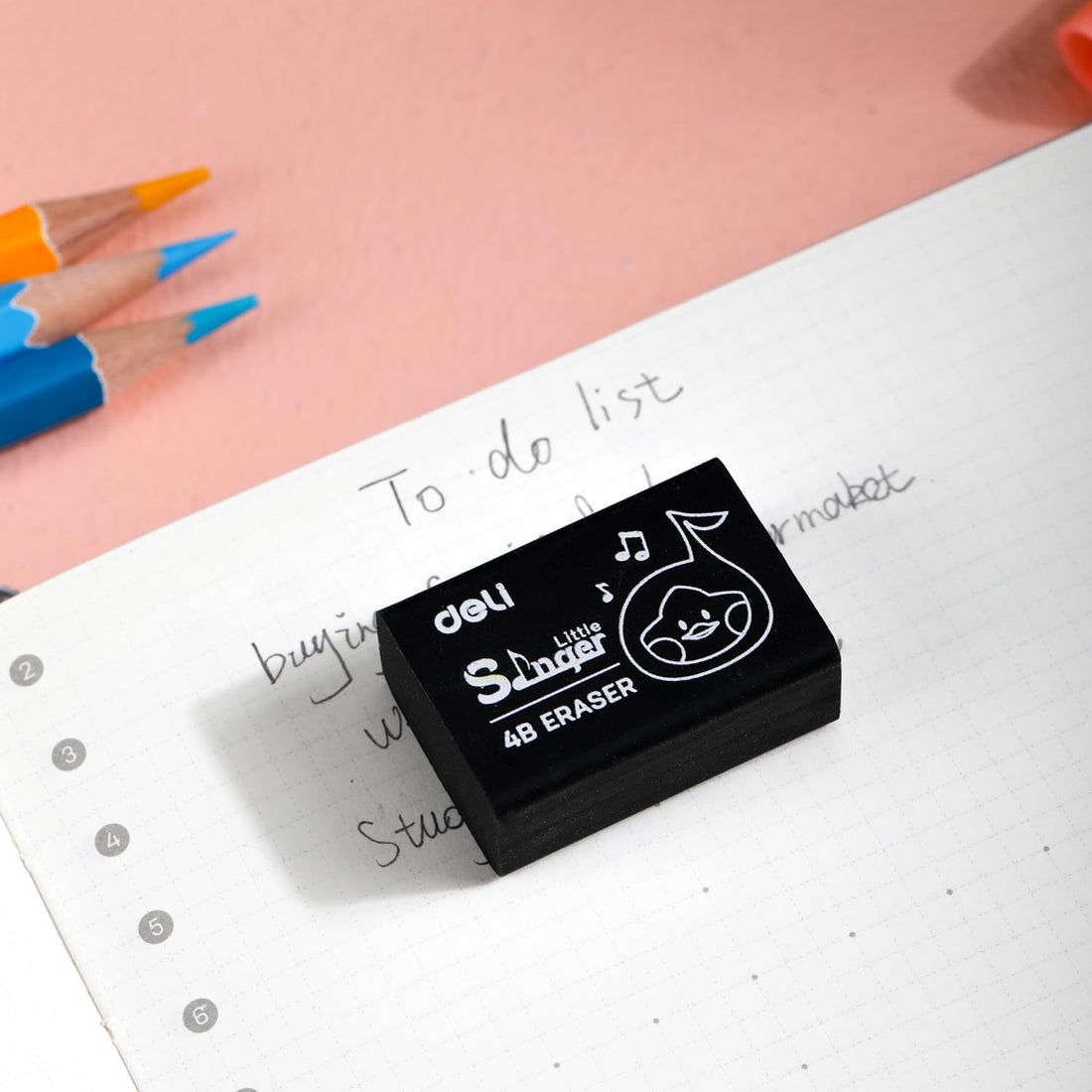 Deli EH316 Little Singer Eraser, 32 mm x 22 mm x 12.5 mm Size, Black