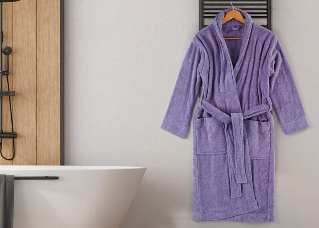 Egyptian Bathrobe in purple (Lotus purple) -100% Cotton, Quick-Dry, Luxurious Comfort for Spa and Home Use