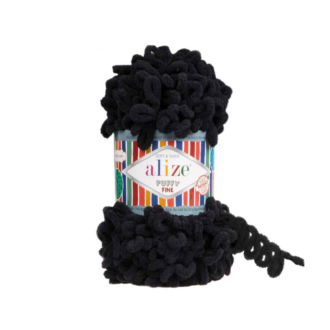 Alize Puffy Fine Hand Knitting Yarn (Black No. 60)