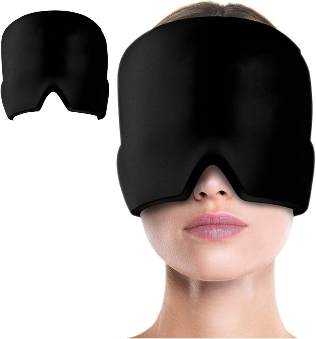 Plan A Elastic Headache Hat, Migraine Relief and Tension Hat, Reusable Ice Gel Cap, One Size Fits All Cooling and Warming Pad for Headaches, Swelling, Sinus, Stress (Black)