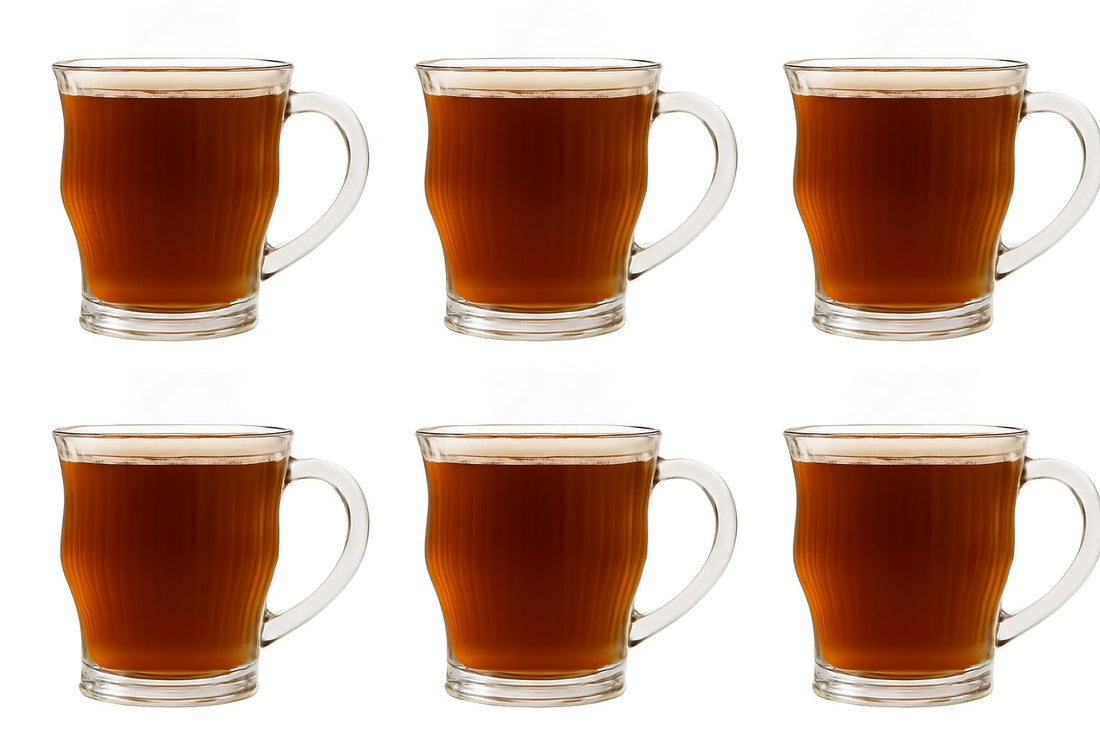 Glass Coffee Mug Set – Insulated Clear Glass Mugs with Handle – Ideal for Espresso, Latte, Cappuccino, Tea Bags – Heat Resistant – Perfect for Hot & Cold Beverages (6, Coffee Cup(250ml))
