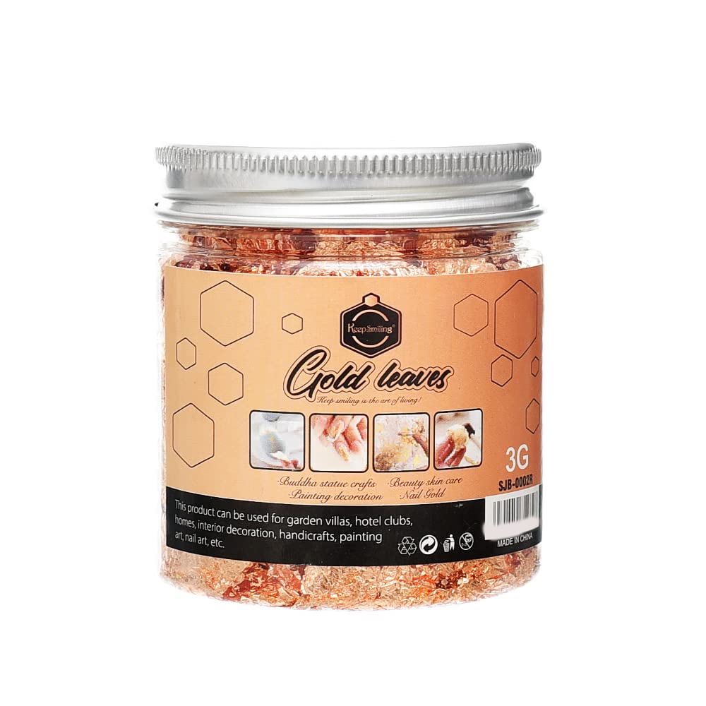 Keep Smiling SJB-0002r 100.0 ml Copper Foil Flakes for Resin Jewelry Making - Gold Foil Flakes for Painting, Crafts, Slime, Resin Jewelry Making - SJB-0002r