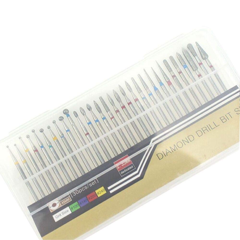Linkshare 30 PCS Tungsten Carbide Nail Drill Bits Set Stone Cuticle Cutter Burr Manicure Pedicure Polish Machine Accessory - Art and Salon Tools Rotary Nail Files- Type C