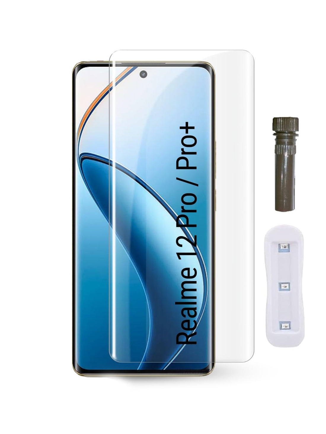 Dl3 Mobilak Full Glass Screen Protector For Realme 12 Pro 5G /Realme 12 Pro Plus 5G UV Tempered Glass Full Glue Cover Screen Protector For Fingerprint Unlock Screen Glass Film