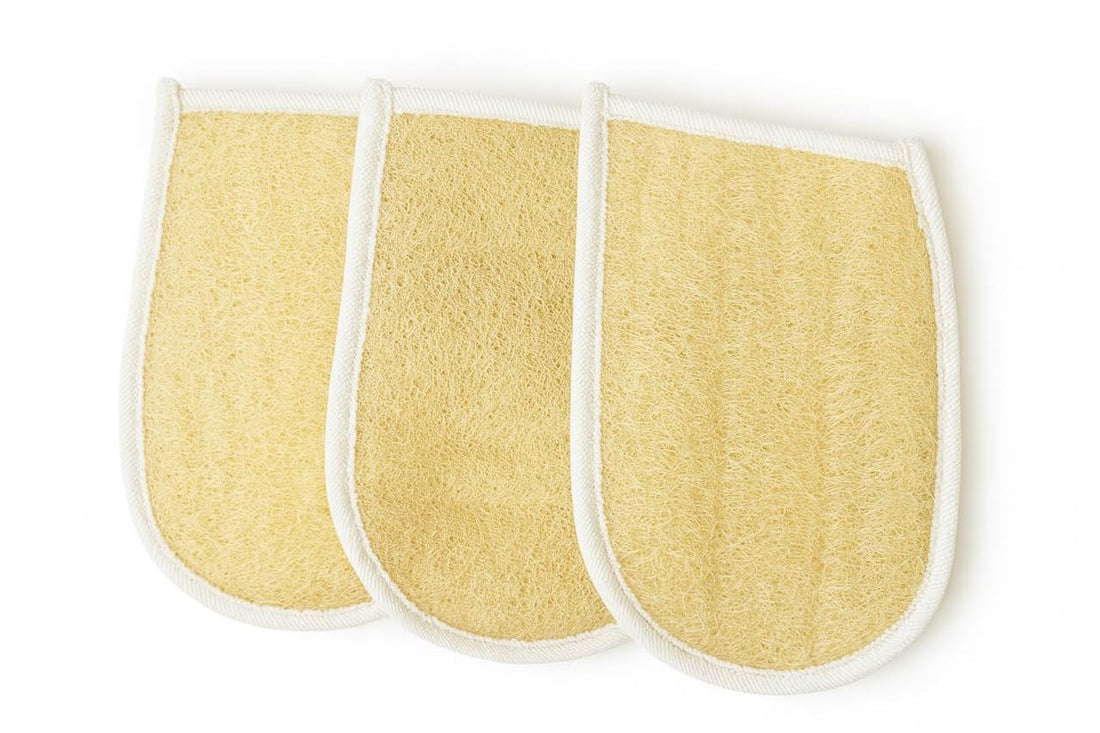 Treprof TRE-5142 Natural Oval Glove Double-Faced Massage Loofah for Bath, Spa, and Shower – orange – Pack of 3