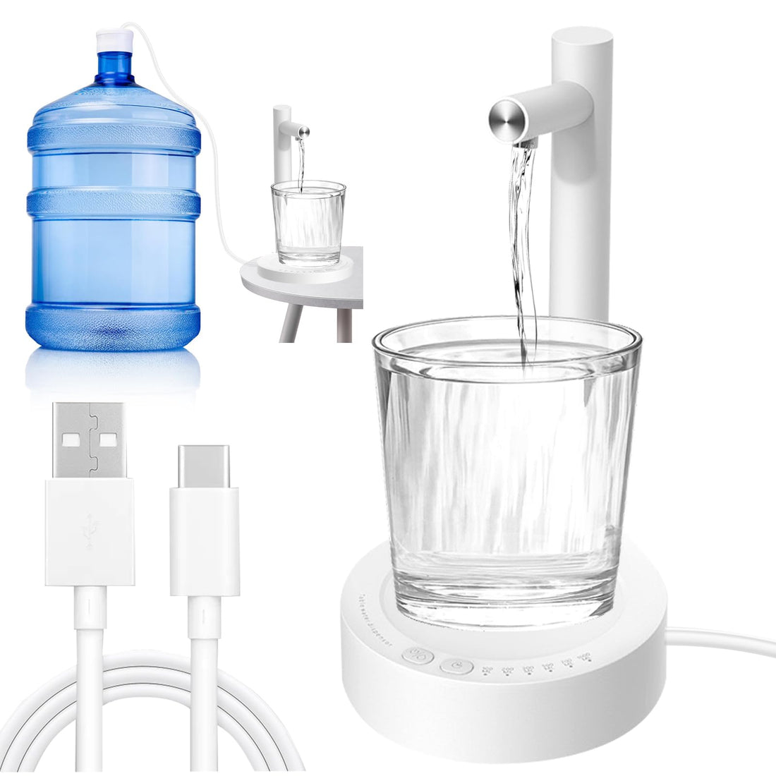 Vegena Desk Water Dispenser, 6 Layers Electric Water Dispenser Water Pump Carafe Quiet Rechargeable Home Camping