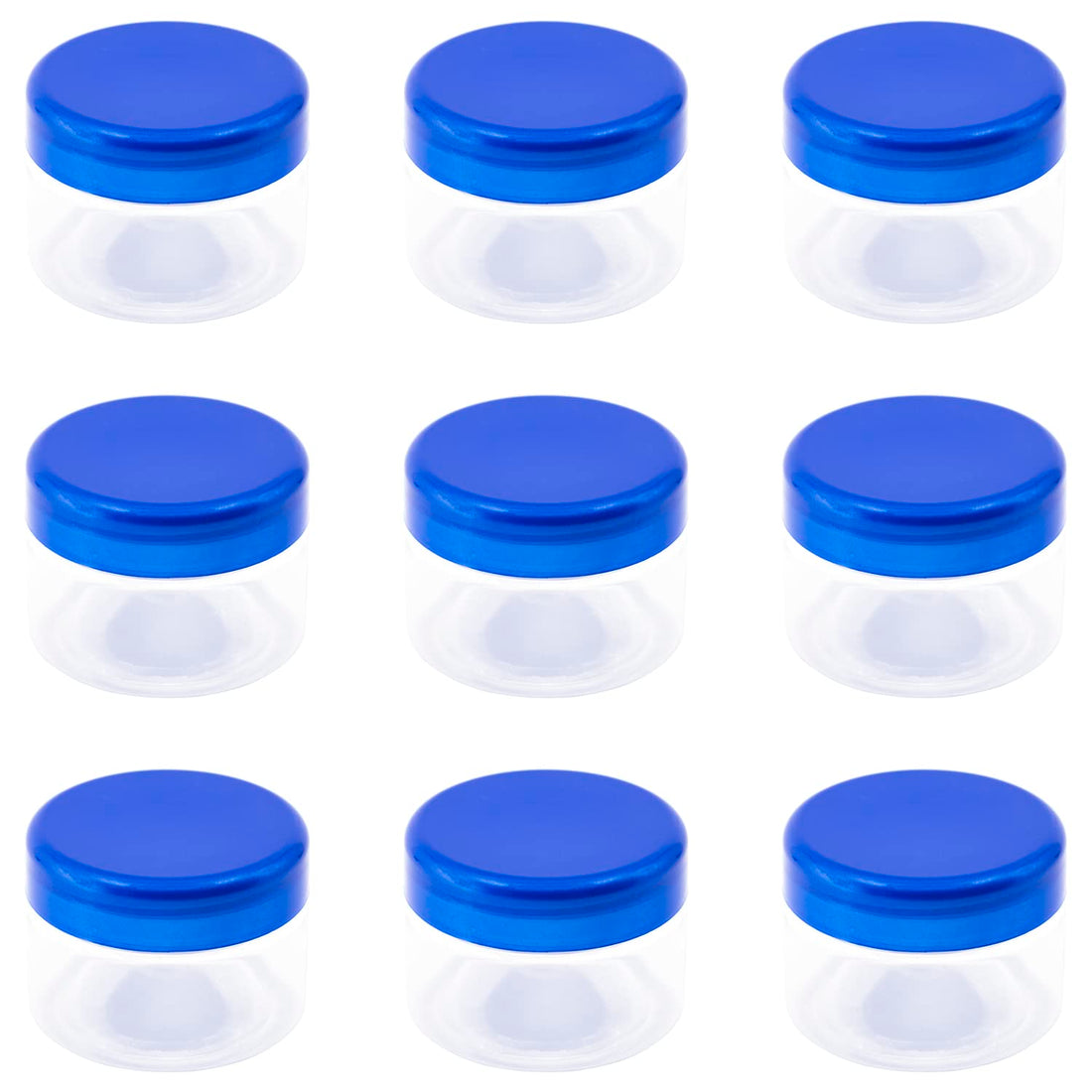 FUNNY 12 Pieces Clear White Plastic Jar 12 Pack 100ml Empty Jar with Lid Blue - High Quality Plastic Healthy Packaging Any Travel Tins Products Round Empty Tins - by Funny