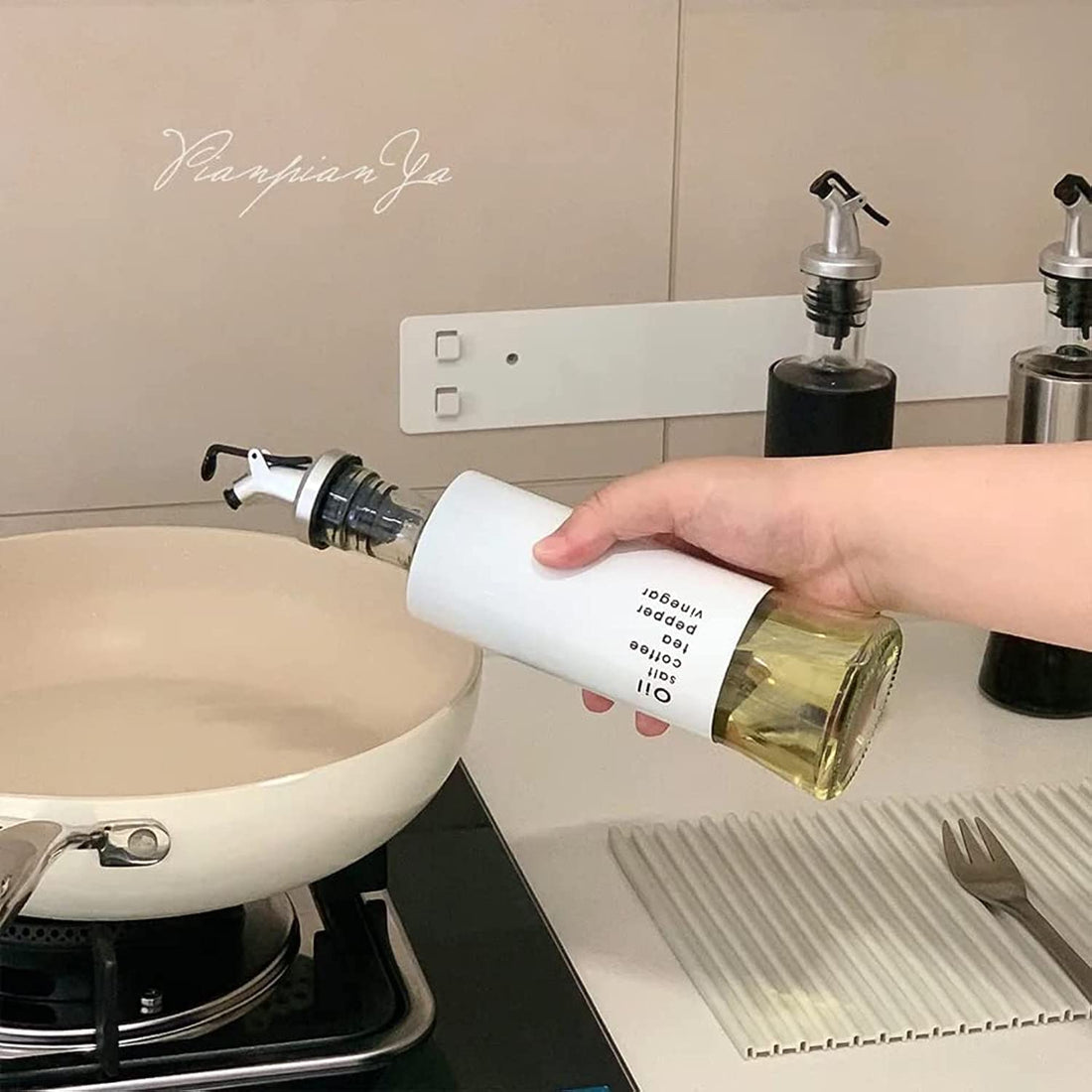 Oil Diffuser Bottle 300ml Glass Vinegar Bar Oil Storage Bottle Kitchen Cooking Gadgets Wine Container Oil Diffuser - Multicolored