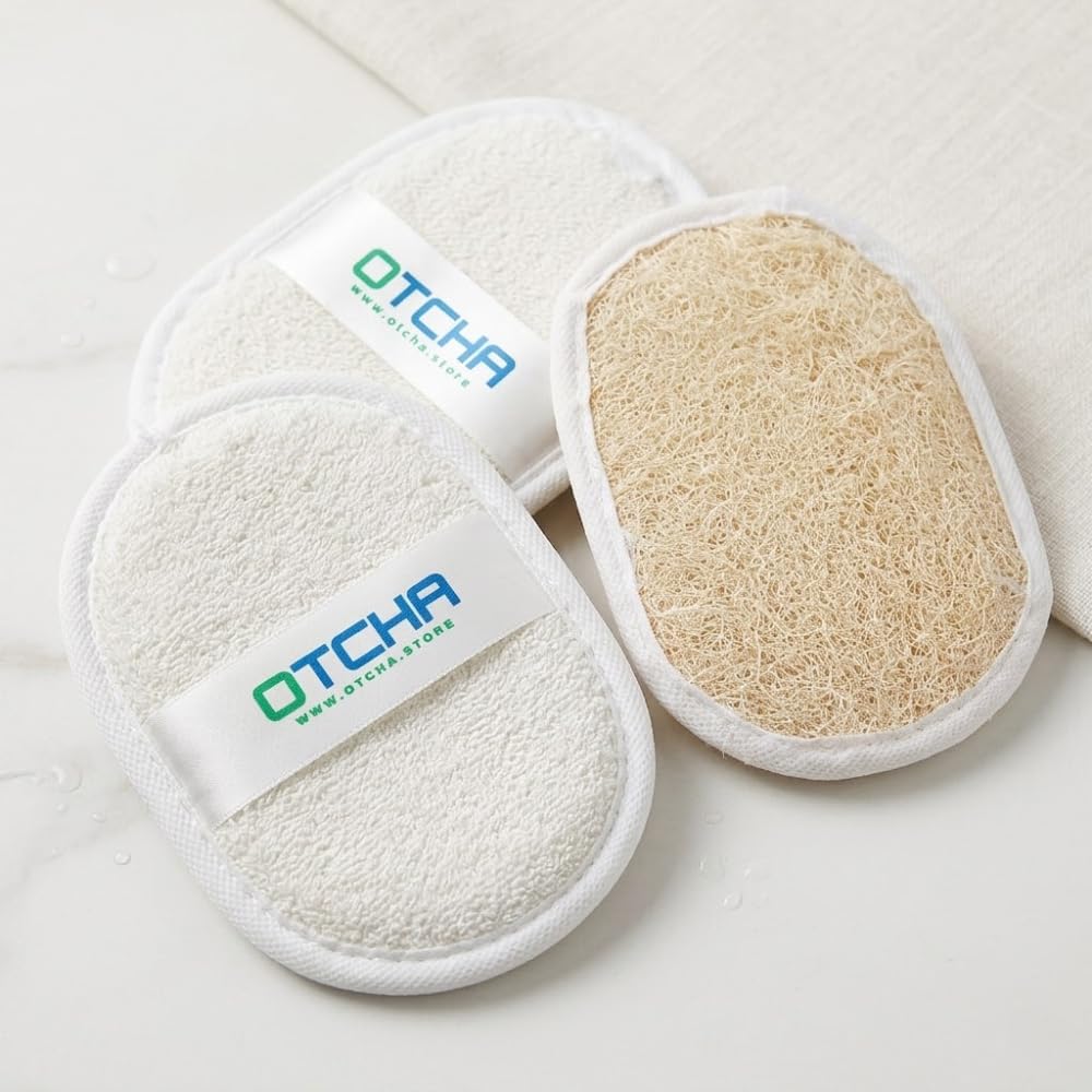 Natural Egyptian Loofah Body Scrubber (3Pieces) – 100% Organic Exfoliating Sponge for Skin Cleansing, Eco-Friendly & Biodegradable Shower Loofah with Hand Strap (3, PACK)