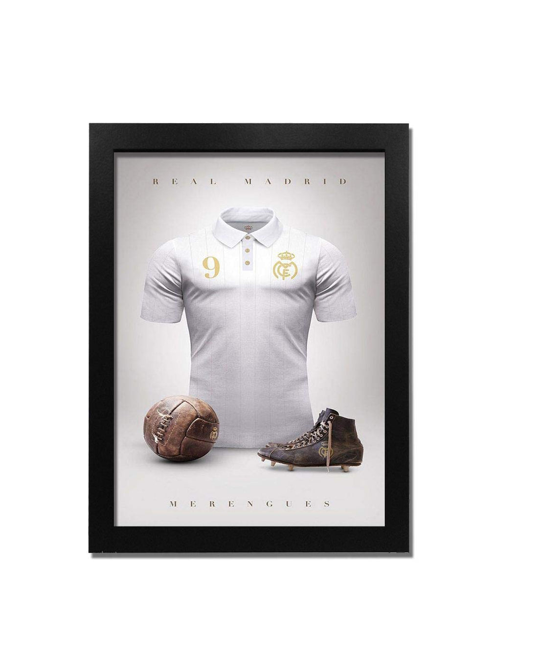 Berwaz Lab Real Madrid Wooden Frame with Glass - Printed Poster Tableau Wall Art Bzl-214-24322-Bk - Black