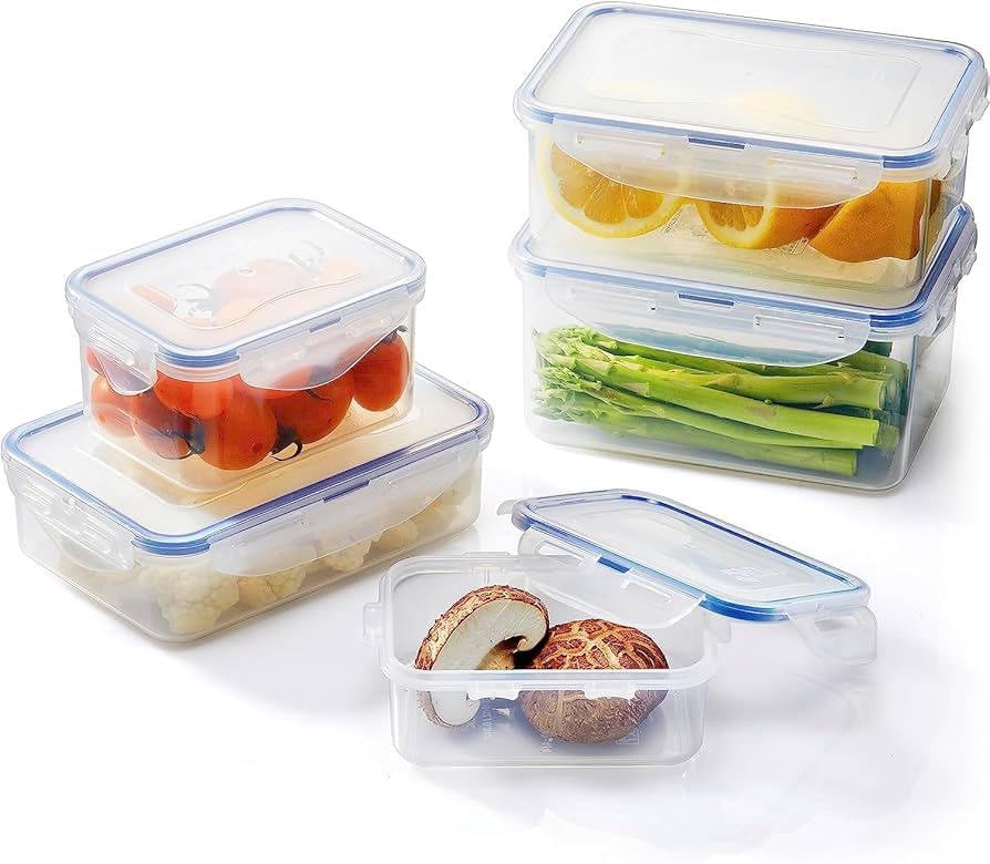 Plastic Food Storage Containers, Set of 4, 1400ml, 2100ml, 2500ml, 3400ml
