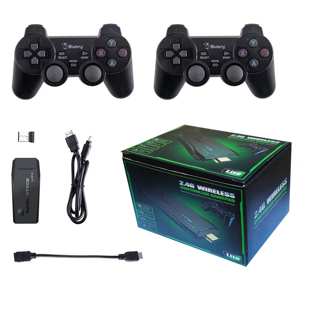 YU WELL 2.4G Retro Gaming Console Plug and Play Video Game Stick with Built-in 15000 Games and 20000 Games Variation (20000+ Games, 64GB)