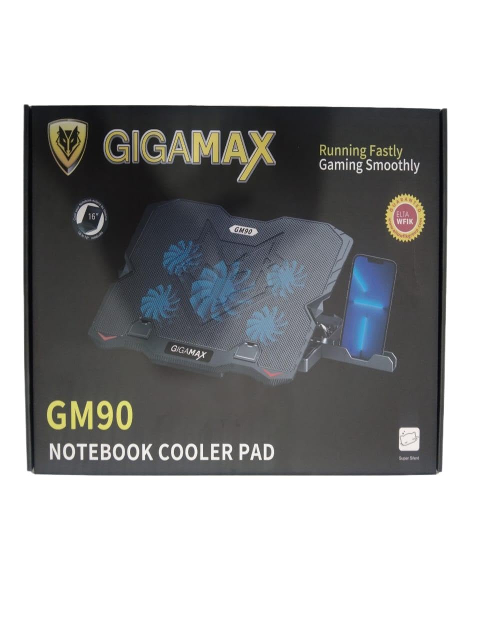 Cooling Pad For Laptops 5 Fans With Mobile Holder GM90 - Black