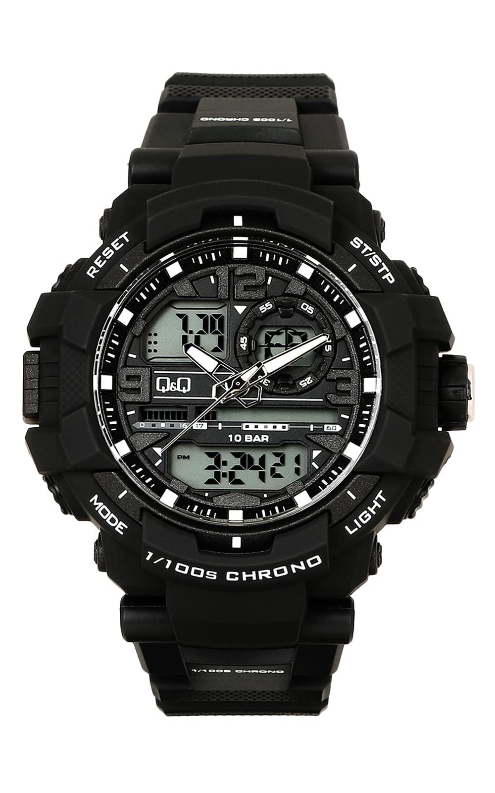 Q&Q WATCHES Ana-Digi Analog-Digital Clear Dial Men's Watch-GW86J010Y Black