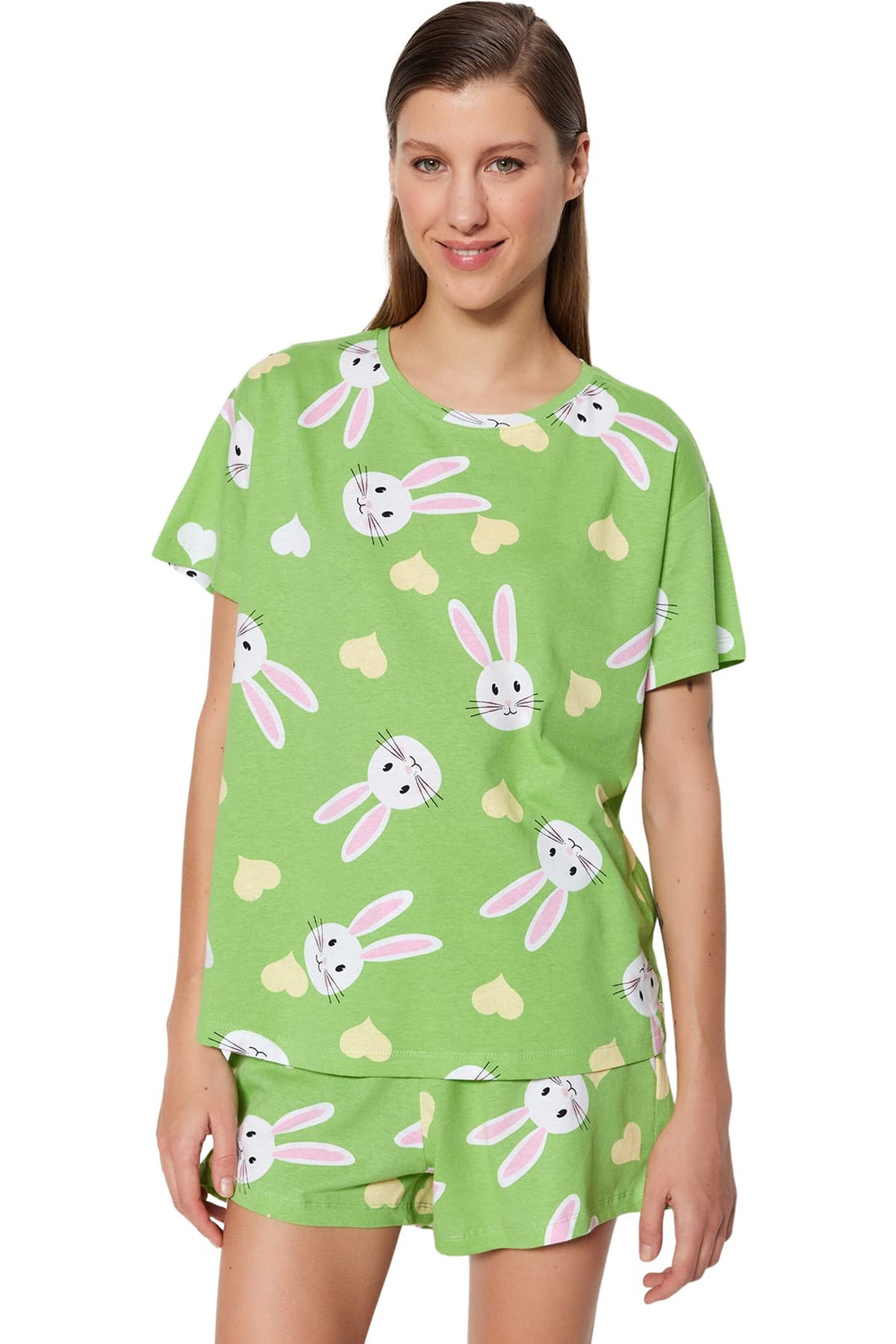 Trendyol Women 100% Cotton Teddy Bear T-shirt-Shorts Knitted Pajama Set THMSS23PT00005 Pajama Set (pack of 1)