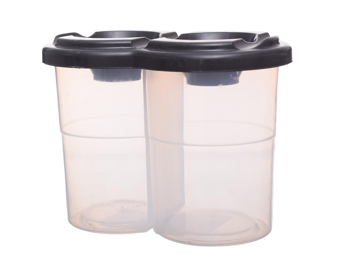 Plastic Brush Washing Cups Set 2 Pieces Transparent Black
