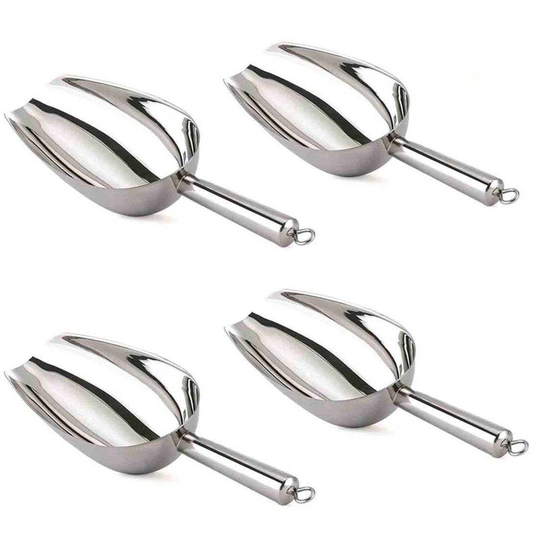 TeamFar Ice Scoops Set of 4, 3/5/8 oz Stainless Steel Ice Scoops, Perfect for Scooping Dining, Popcorn, Desserts and More, Healthy and Durable, Easy to Clean and Dishwasher Safe