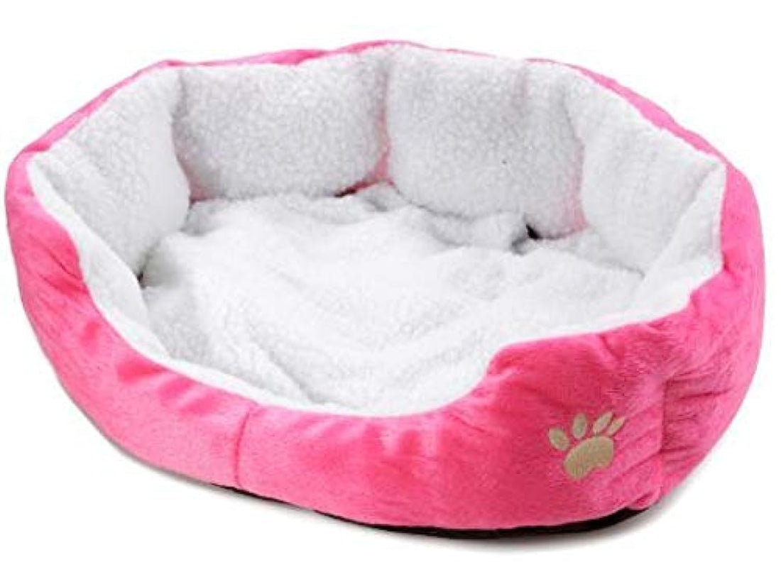 Pet Dog Beds Mats Dog House Puppy Cat Nest Candy Color Cashmere Sofa Kennel Pet Accessories - Rose Red