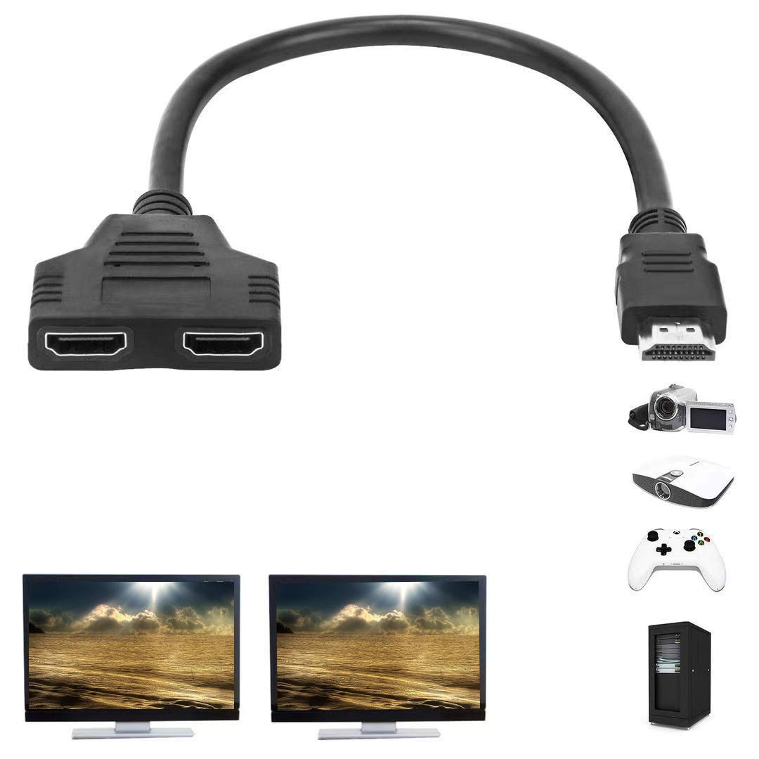 ToneGod HDMI Splitter Adapter Cable for Dual Monitors (1 in 2 Out) - Male to Dual Female for HD, LED, LCD, TV - Support Two TVs at The Same Time