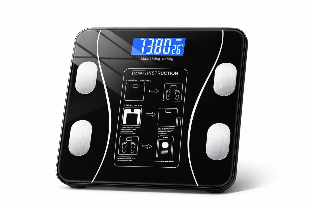 Smart Digital Weight Scale with Bluetooth App, Body Fat Analyzer, LCD Display with Temperature, Multiple Data Tracking, Easy to Use Bathroom Scale