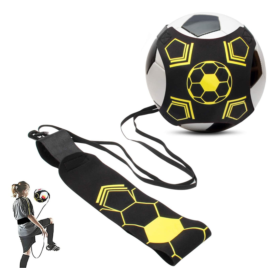 Football Kick Trainer Solo Children's Football Trainer Gifts Hands-Free Football Training with Adjustable Waist Belt Football Volleyball Training Device for Adults (c)