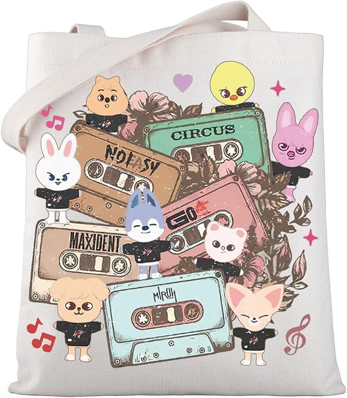 SKZ K-POP Boy Group Gift SKZ Canvas Tote Bag Stay Fandom Gifts SKZ Fans Shoulder Bag K-POP Music Lover Merch