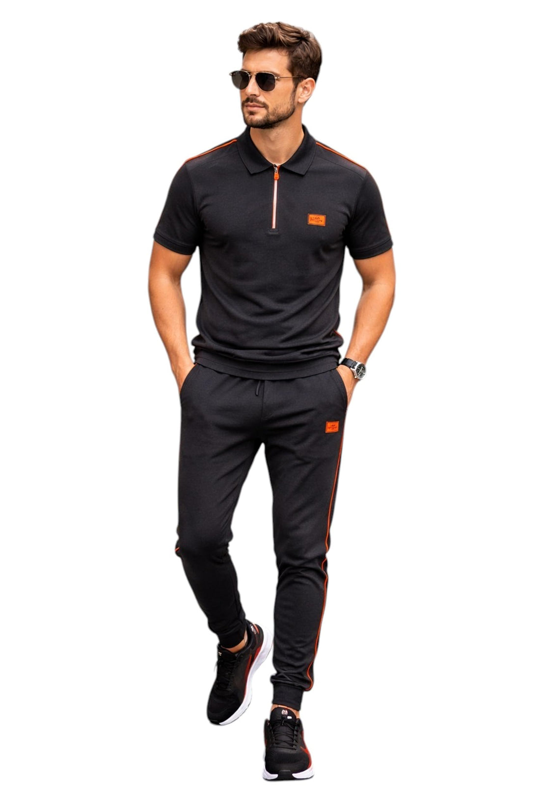 Miza Men's Polo Half Zipper with Pants Summer Milton Sport and Casual Set - Tring