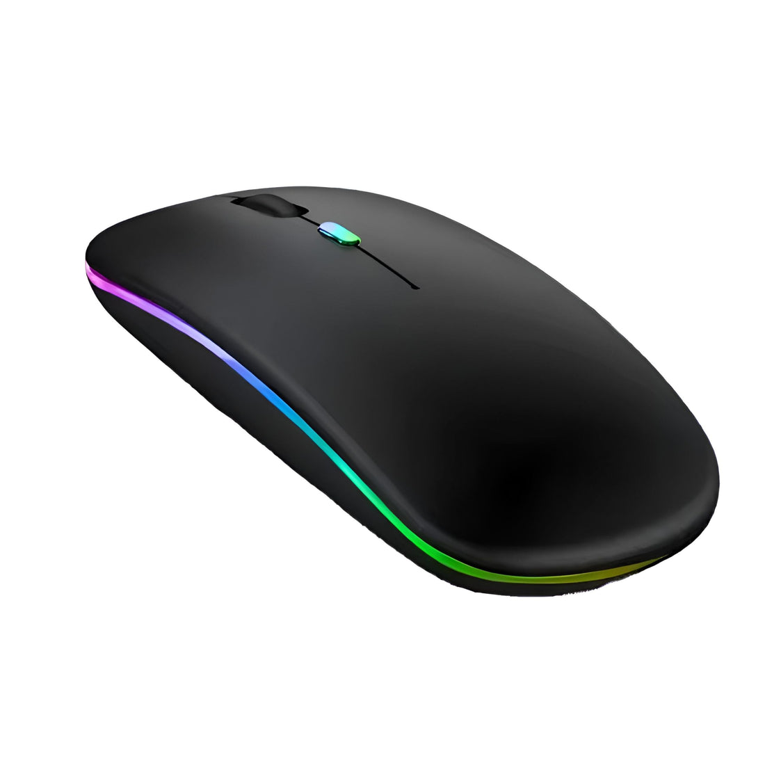 Lightweight Wireless Mouse - Silent Clicks, RGB LED Illumination, Slim Profile, Rechargeable via USB, Compatible with Laptops, Mac, Gaming Consoles, Office Use, Black with Warm Glow