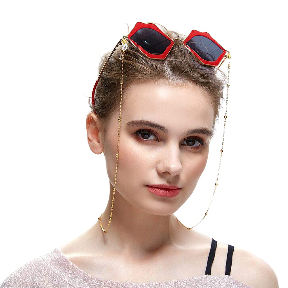 DELFINO Eyeglass Chains, Mask Lanyard for Kids/Adults, Candeer 8 pcs mask holder with Clips, Mask Strap Adjustable Stopper for Comfortable Around The Neck(Gold, Rose Gold, Silver, Black)