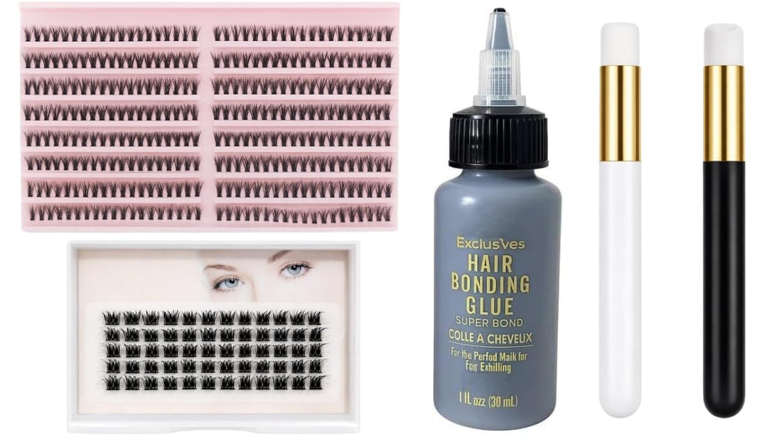 DIY Lash Styling Kit with LC125 One by One Lash Tray, 40D One by One Lash Tray, 2 Lash Shampoo Brushes and 1 Lash Glue Bottle for Lash Routine Use